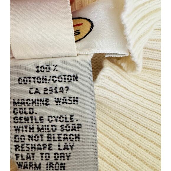 Talbots Womens Ivory White Mock Ribbed Cotton Turtleneck Sweater Sz Medium - Picture 6 of 6